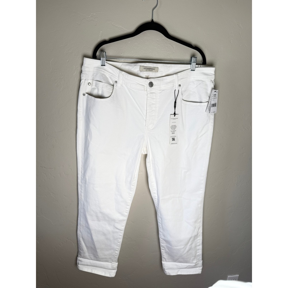 NWT Liverpool Los Angeles‎ Eco The Keeper Boyfriend Jeans Plus White Stretch 14W